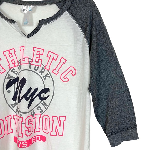 NWOT just be.. NYC Athletic Division Football Style V-notch 3/4 Sleeve T-shirt - Picture 5 of 16